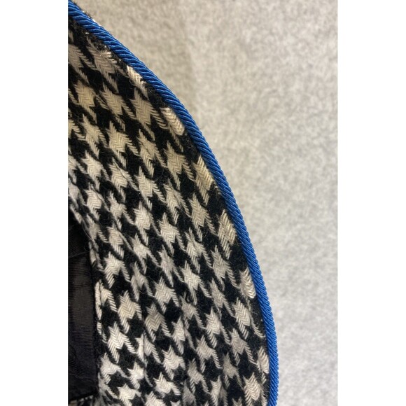 Deborah Rhodes Mocha Bucket Hat Houndstooth Black And White Blue Trim Retro
